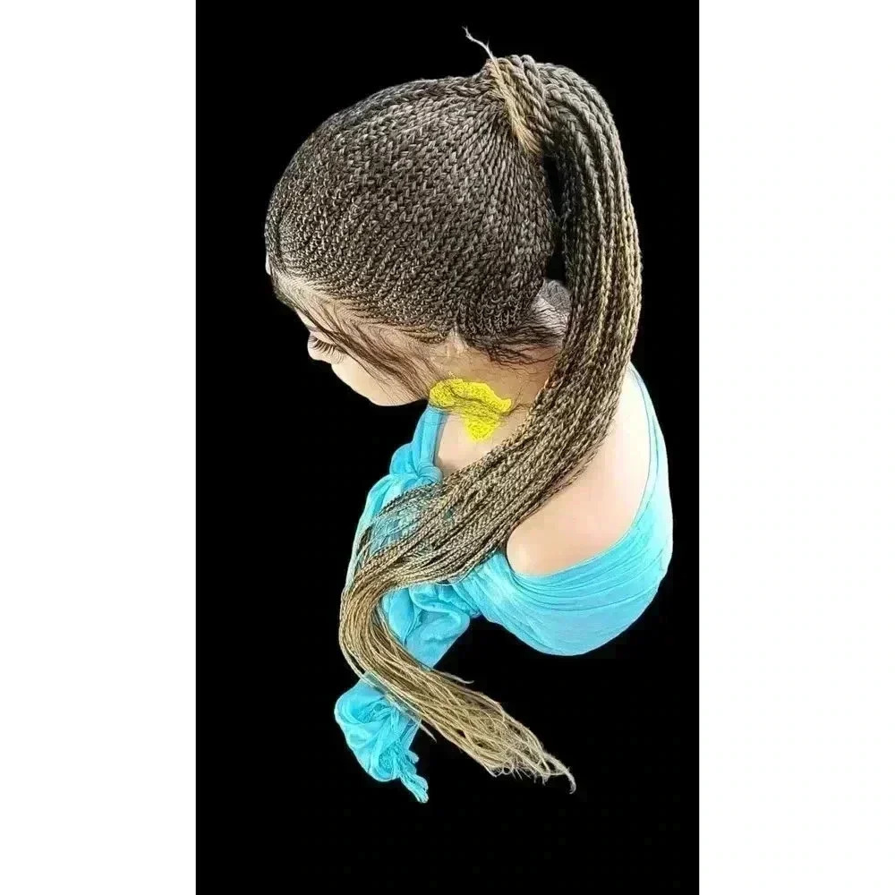 100% Handmade Shuku Style Jumbo Box Braided Lace Wig - Ombre Black, 28" Long NWT - Picture 12 of 15